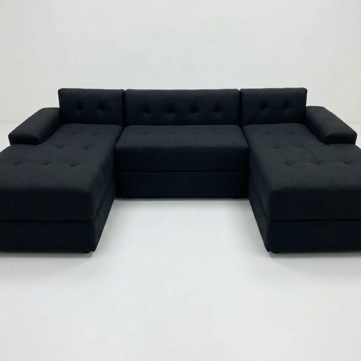 MUEBLES NEW - SOFA U SECCIONAL NEGRO LINO