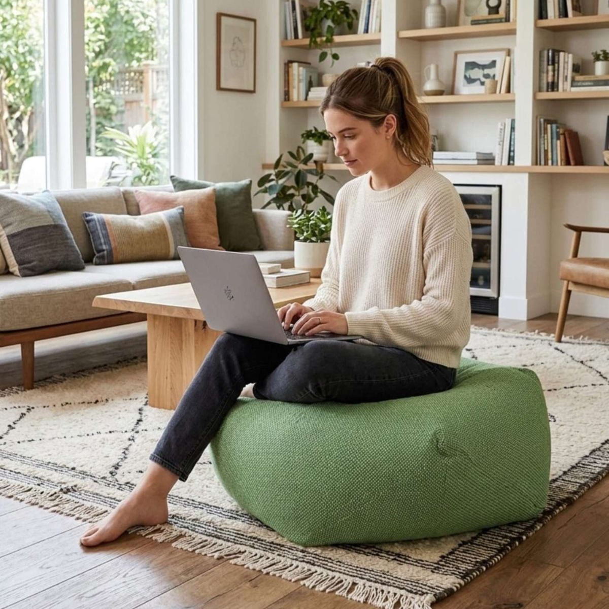 GENERICO - Set de 2 Puff Sofa Decorativo De Piso 50cm Estética Contemporánea