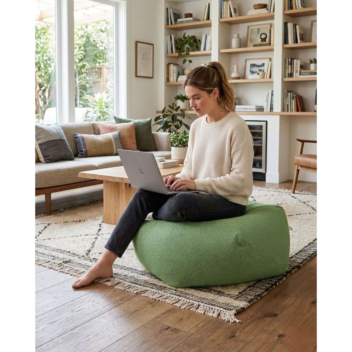 GENERICO - Set de 2 Puff Sofa Decorativo De Piso 50cm Estética Contemporánea