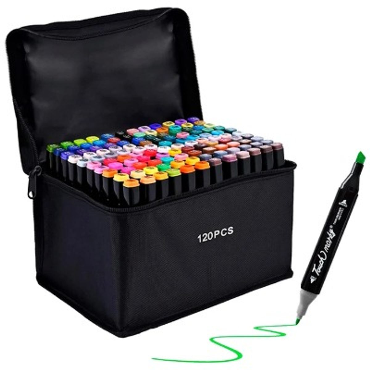 GENERICO - Kit de Marcadores Doble Punta 120 Pzs con Estuche Portátil de Tela