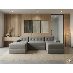 MUEBLES NEW - SOFA U SECCIONAL GRIS LINO