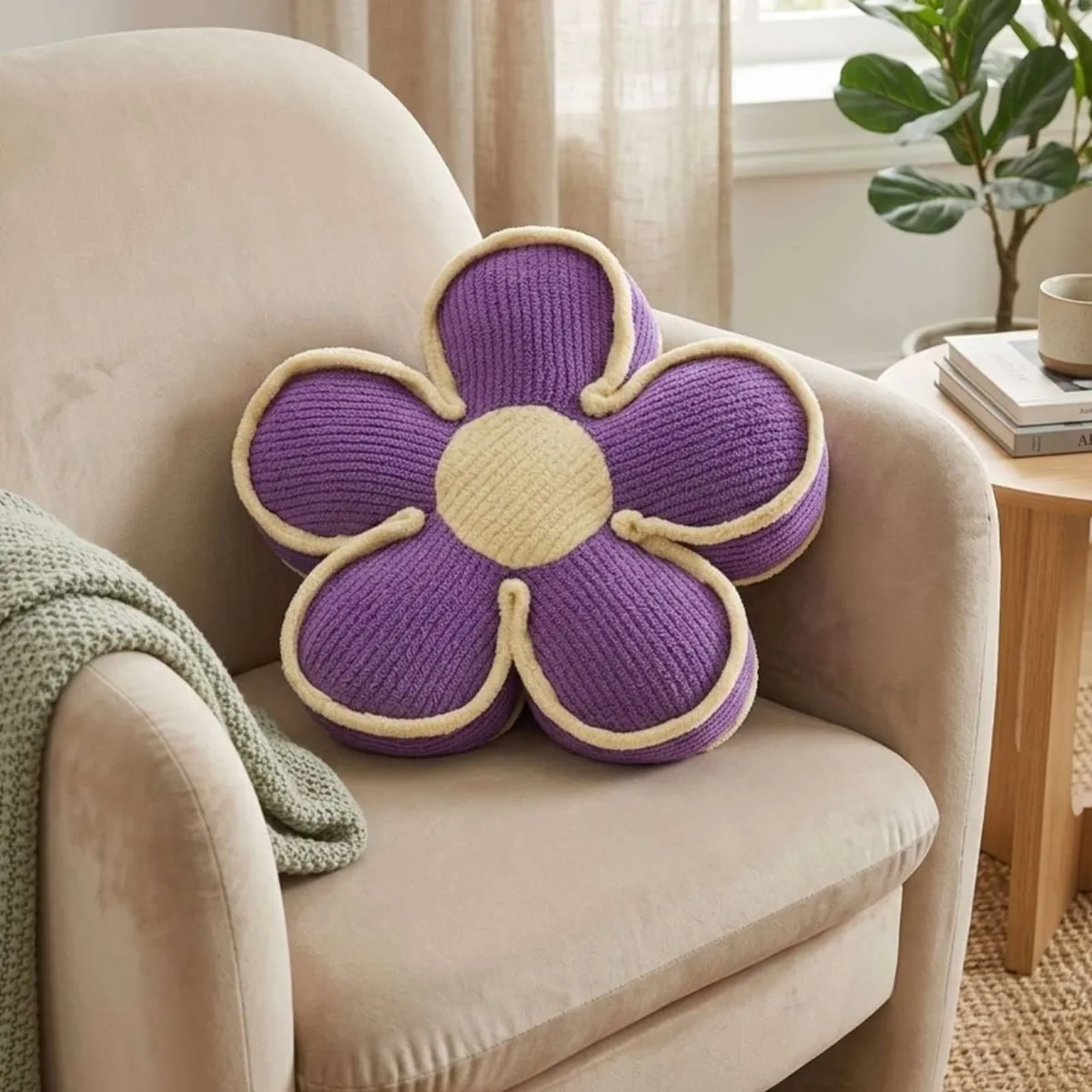 GENERICO - Cojines de Flor Vintage Texturizado 50cm Para Sofá O Cama pack de 2