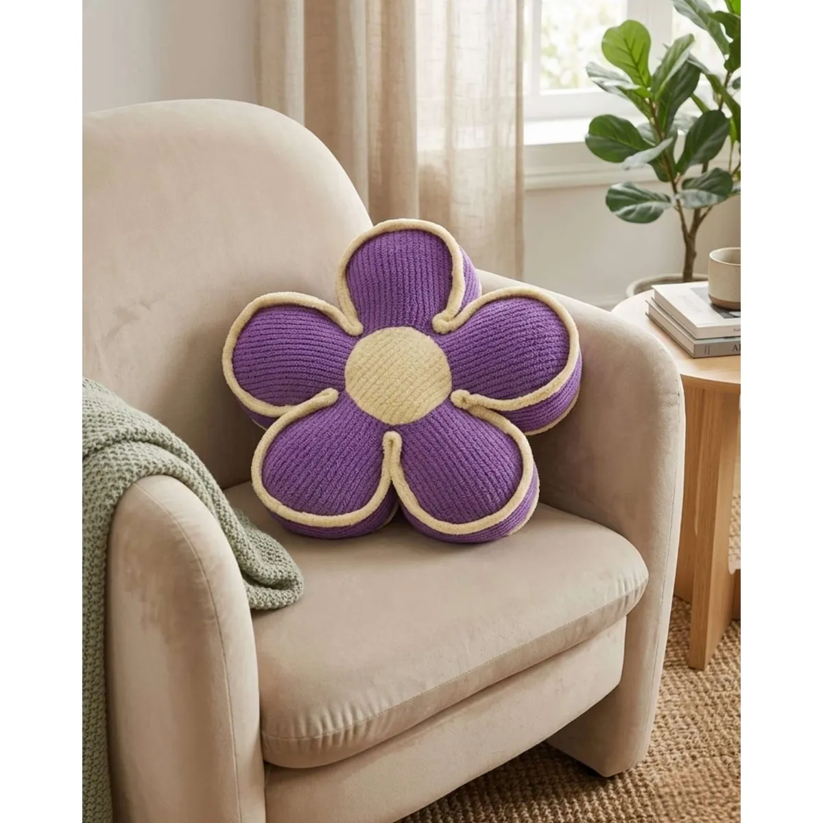 GENERICO - Cojines de Flor Vintage Texturizado 50cm Para Sofá O Cama pack de 2