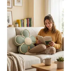 GENERICO - Cojines de Flor Vintage Texturizado 50cm Para Sofá O Cama pack de 4