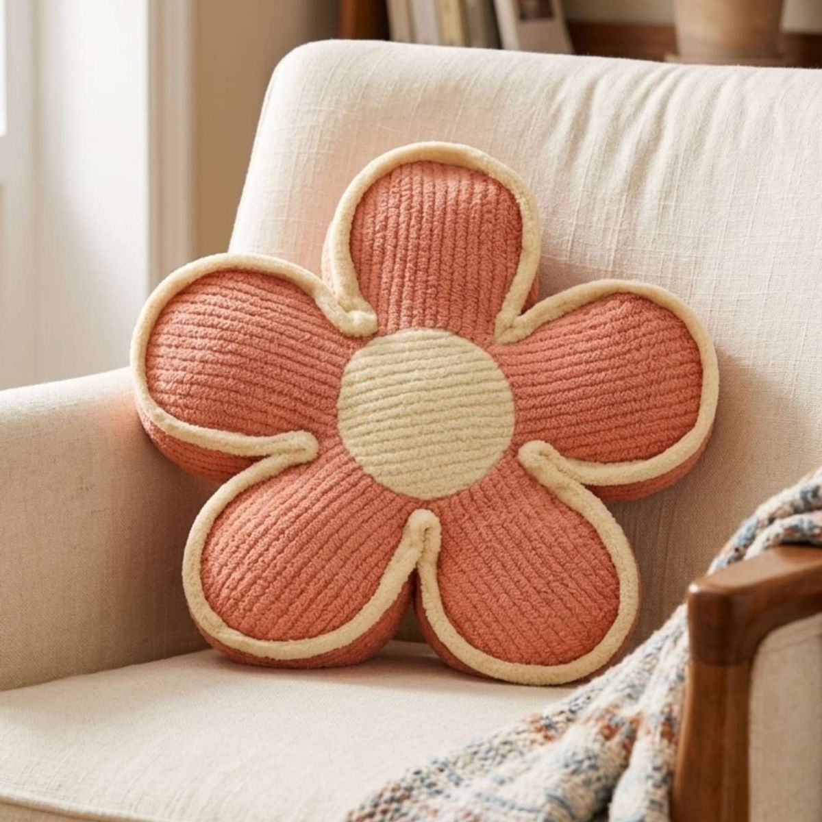 GENERICO - Cojines de Flor Vintage Texturizado 50cm Para Sofá O Cama pack de 4