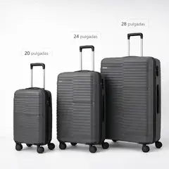 SPACE HOME - Juego De Maletas Duraline Gris PP 20 24 28 Trolley Reforzado