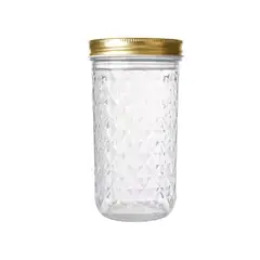 GENERICO - Set 6 Frasco Vidrio Tapa Dorada Plastico 650 ml