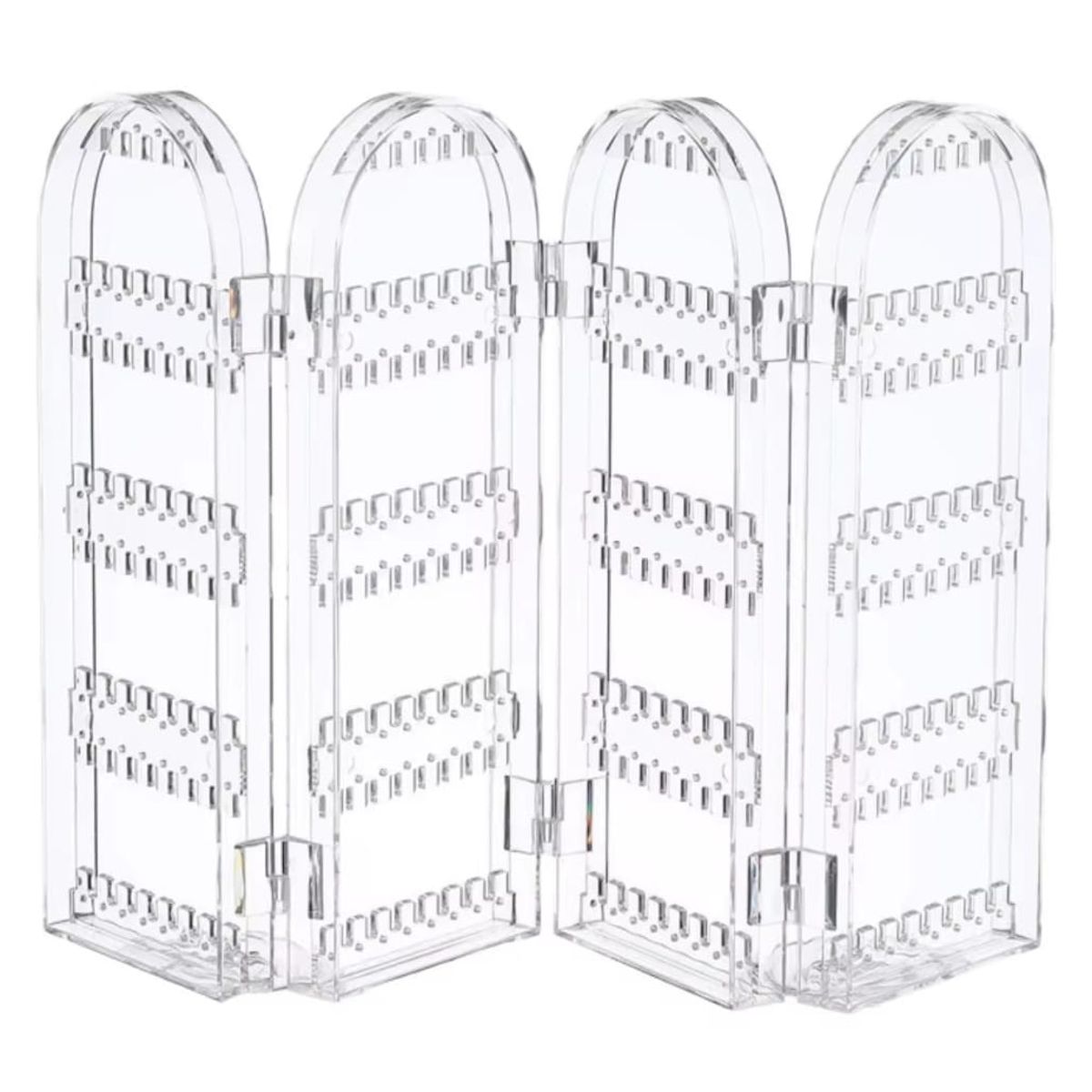 GENERICO - Exhibidor Plegable para Aretes y Joyas Acrílico Transparente 4 Paneles Organizador 368 Orificios
