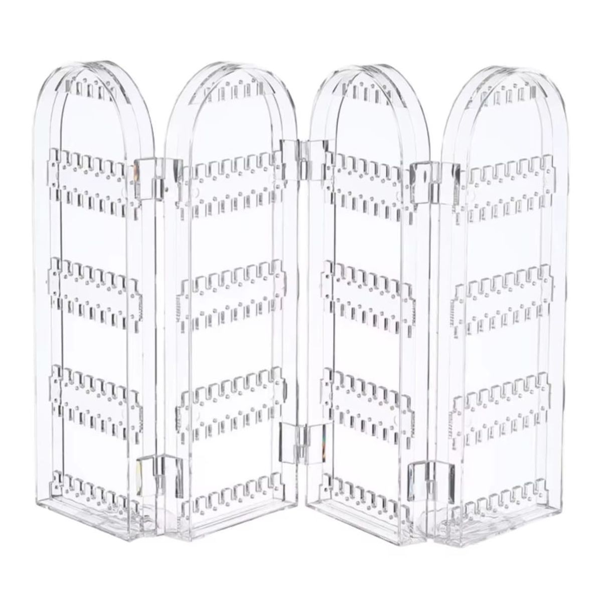 GENERICO - Exhibidor Plegable para Aretes y Joyas Acrílico Transparente 4 Paneles Organizador 368 Orificios
