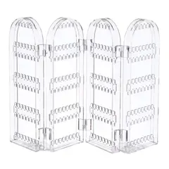 GENERICO - Exhibidor Plegable para Aretes y Joyas Acrílico Transparente 4 Paneles Organizador 368 Orificios
