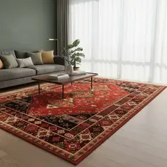 GENERICO - ALFOMBRA 200X240 DISEÑO ROJO ETNICO MODERNO ELAGANTE DECORATIVA MP