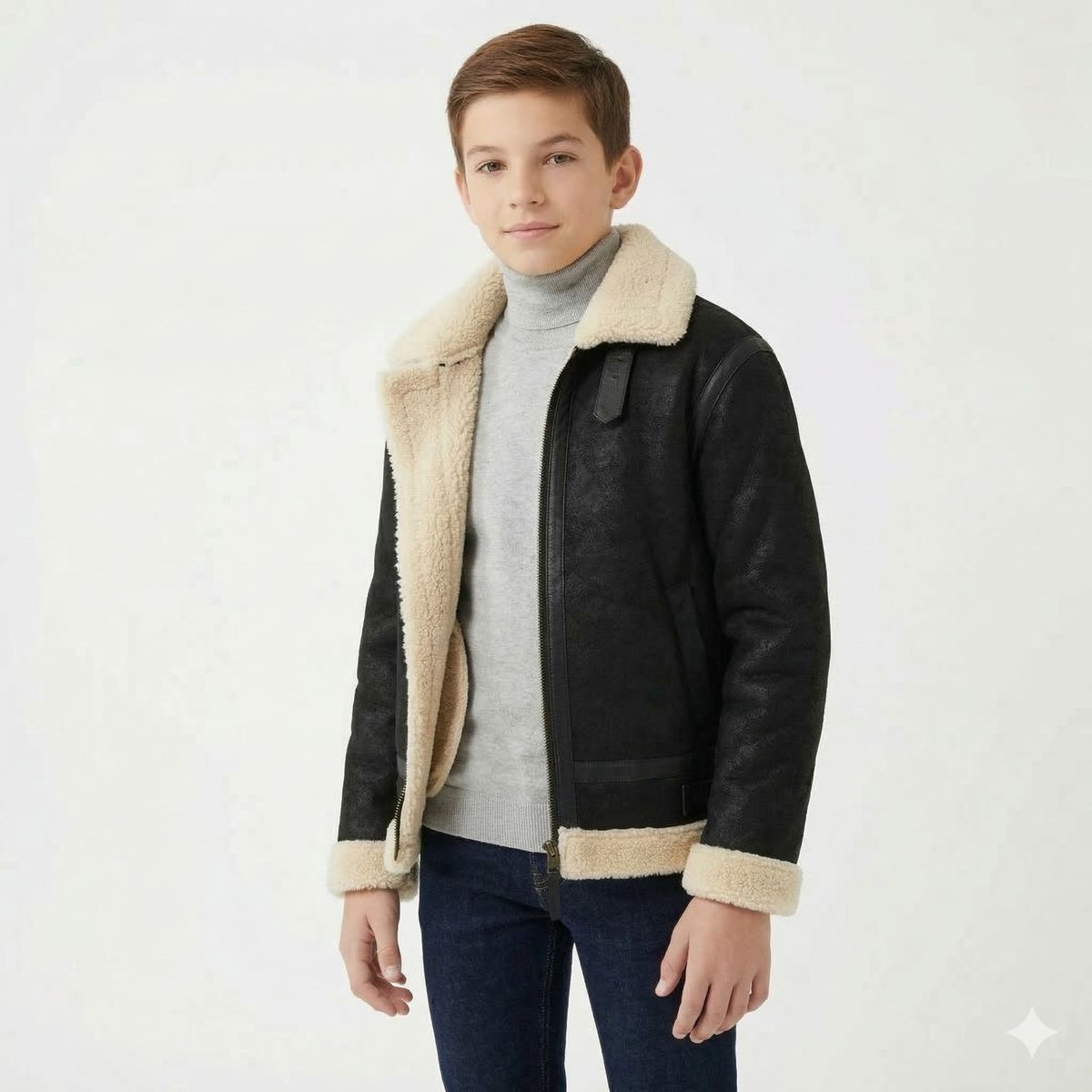 KIBOU - Chaqueta Niño Aviador Estilo Piloto Abrigada Invierno