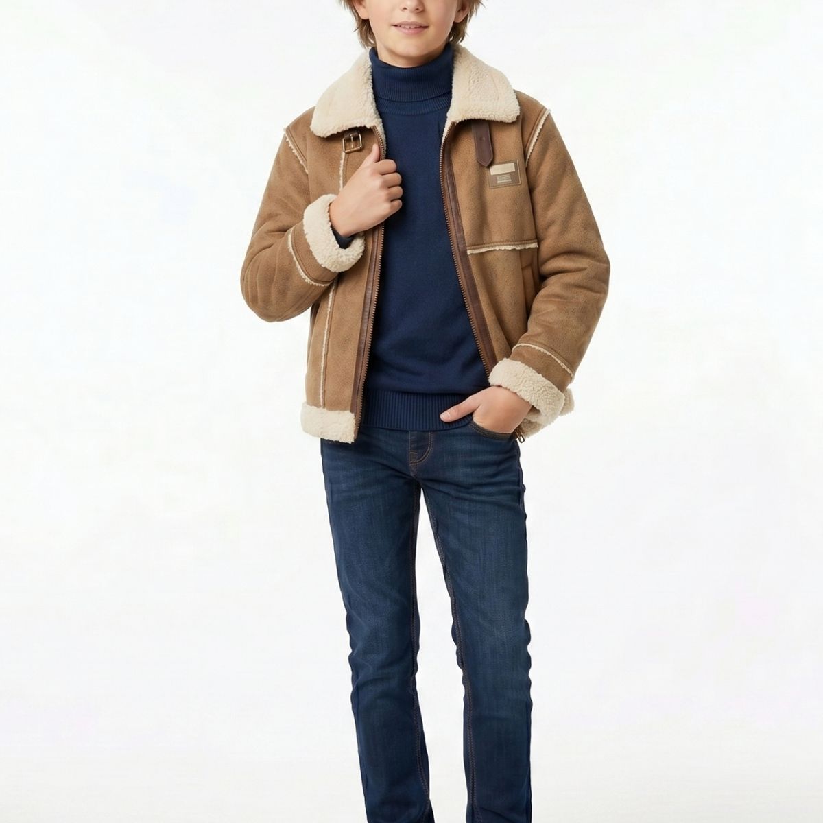 KIBOU - Chaqueta Niño Aviador Estilo Piloto Abrigada Invierno