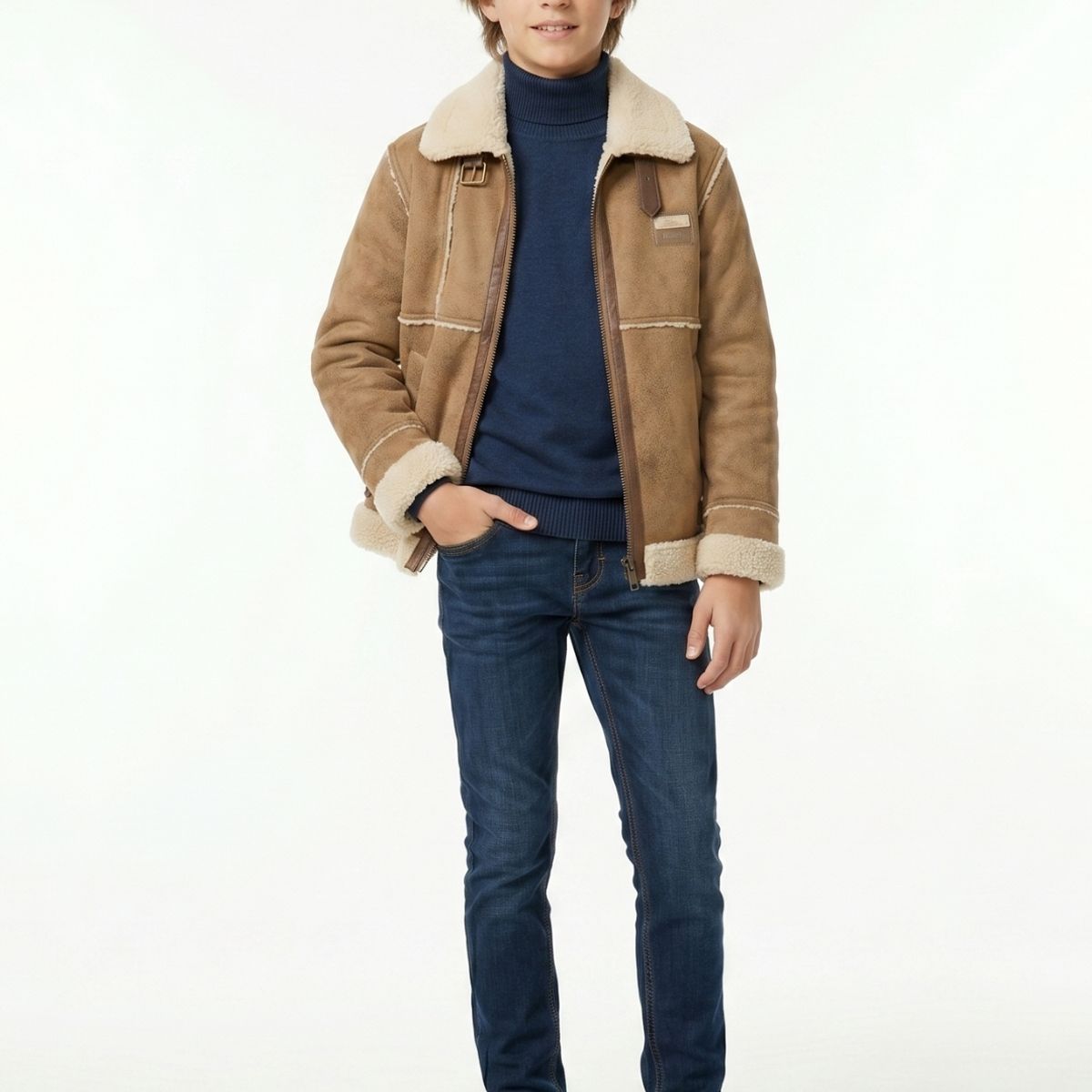 KIBOU - Chaqueta Niño Aviador Estilo Piloto Abrigada Invierno