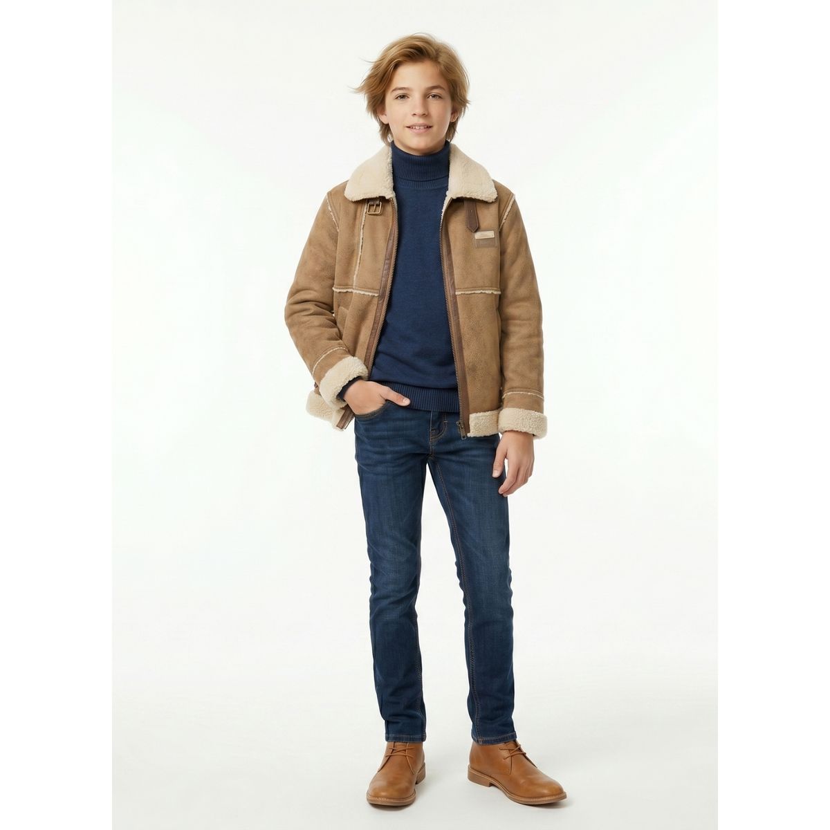 KIBOU - Chaqueta Niño Aviador Estilo Piloto Abrigada Invierno