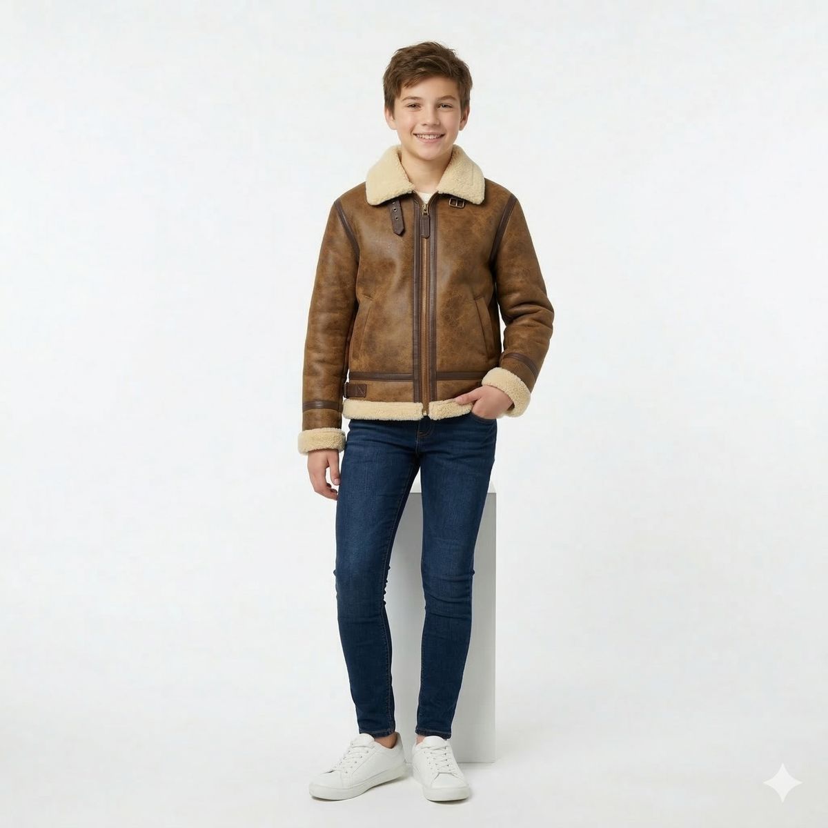 KIBOU - Chaqueta Niño Aviador Estilo Piloto Abrigada Invierno