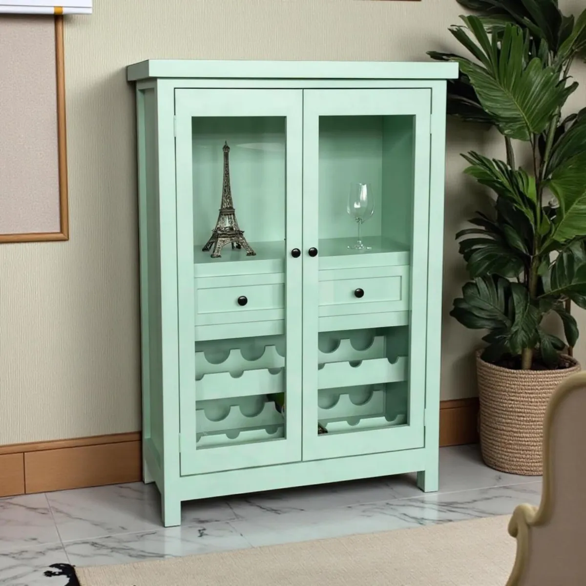 GENERICO - VITRINA MINI BAR VERDE AGUA MGR MUEBLES