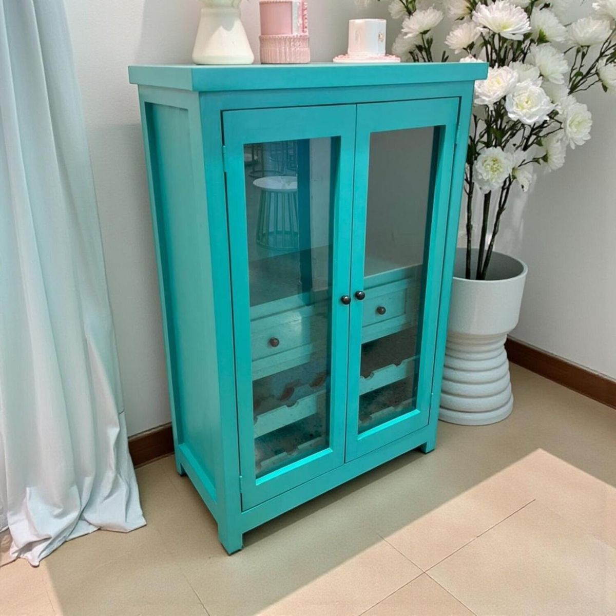 GENERICO - VITRINA MINI BAR TURQUESA MGR MUEBLES