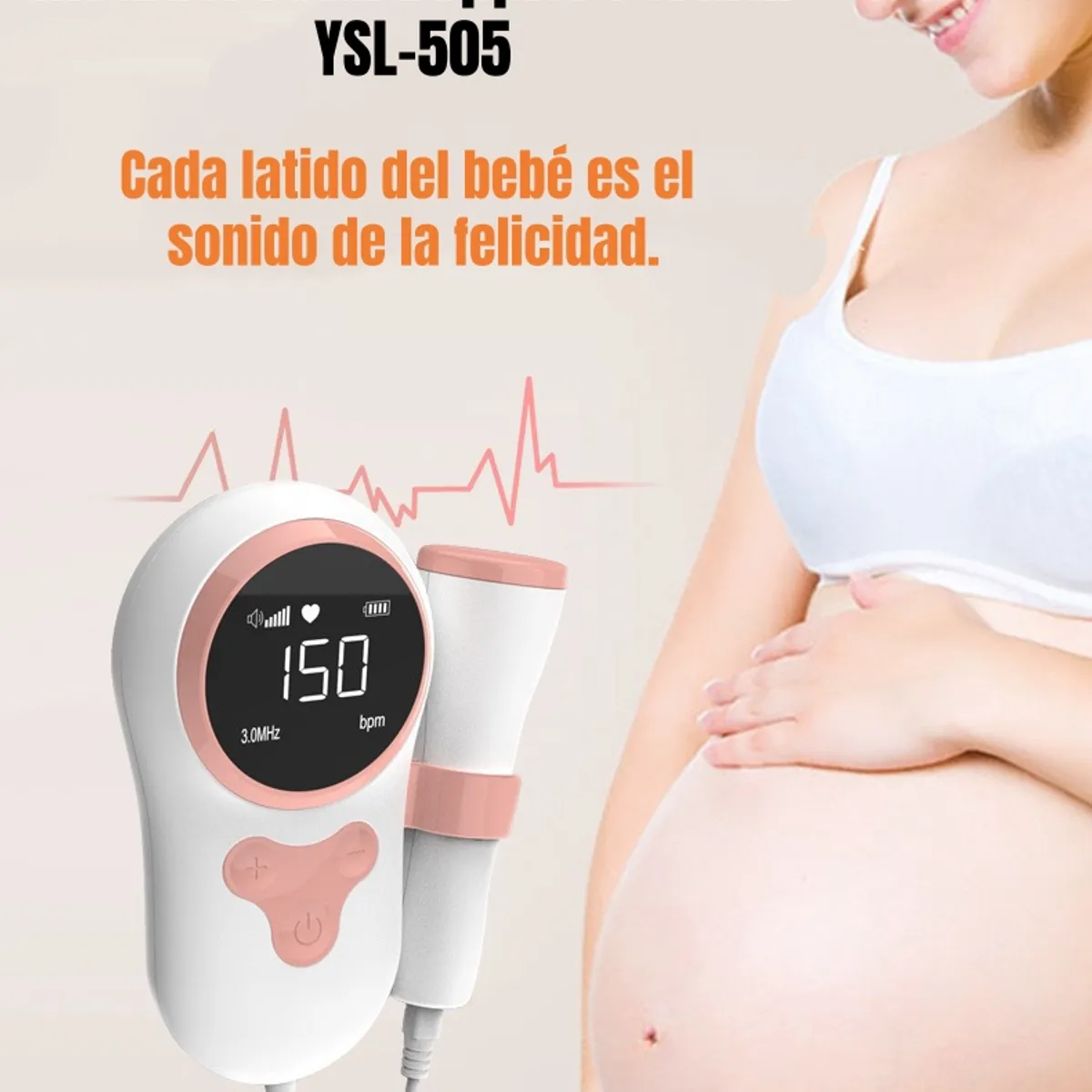 LUBABYCAS - Monitor Fetal Doppler Latidos Corazón Bebé Gris Lubabycas