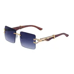 FANEL - Lentes de Sol Rectangulares Unisex Fanèl UV400 Marco Dorado y Lente Azul Degradado