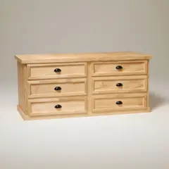 MGR MUEBLES - COMODA NOVA COLOR NATURAL 6 CAJONES