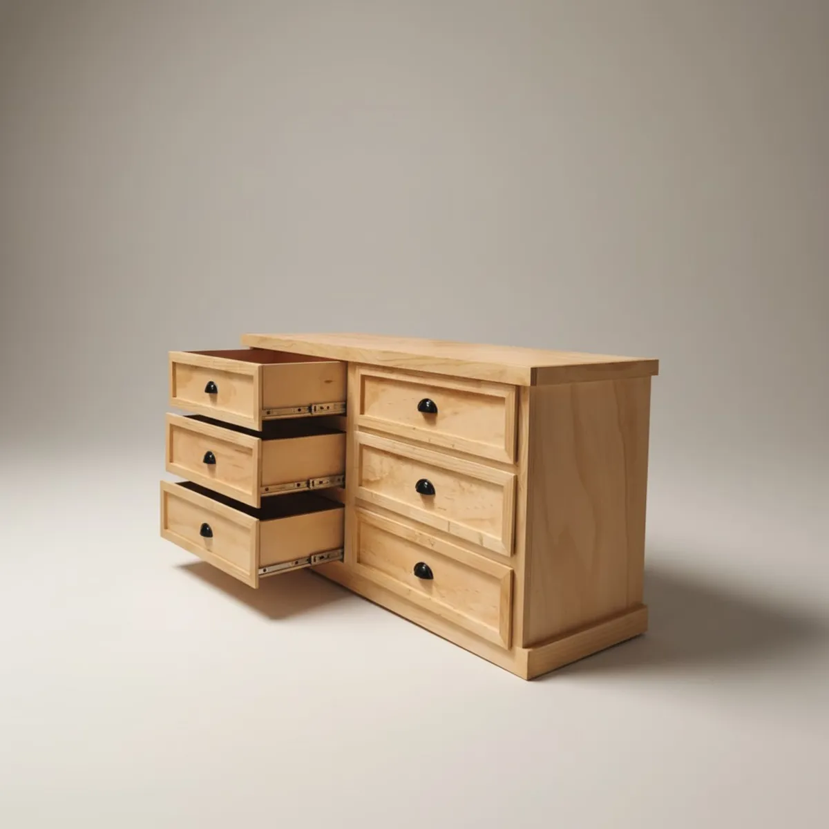MGR MUEBLES - COMODA NOVA COLOR NATURAL 6 CAJONES MGR MUEBLES