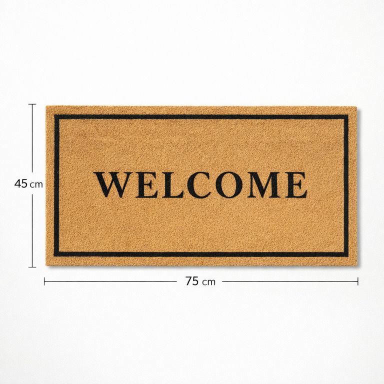Alfombra Felpudo Welcome Fibra De Coco 45x75 Base PVC Antideslizante