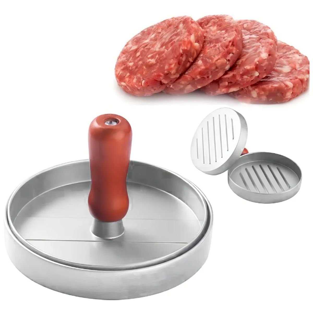 GENERICO - Molde prensa aplastador manual para carne de hamburguesas
