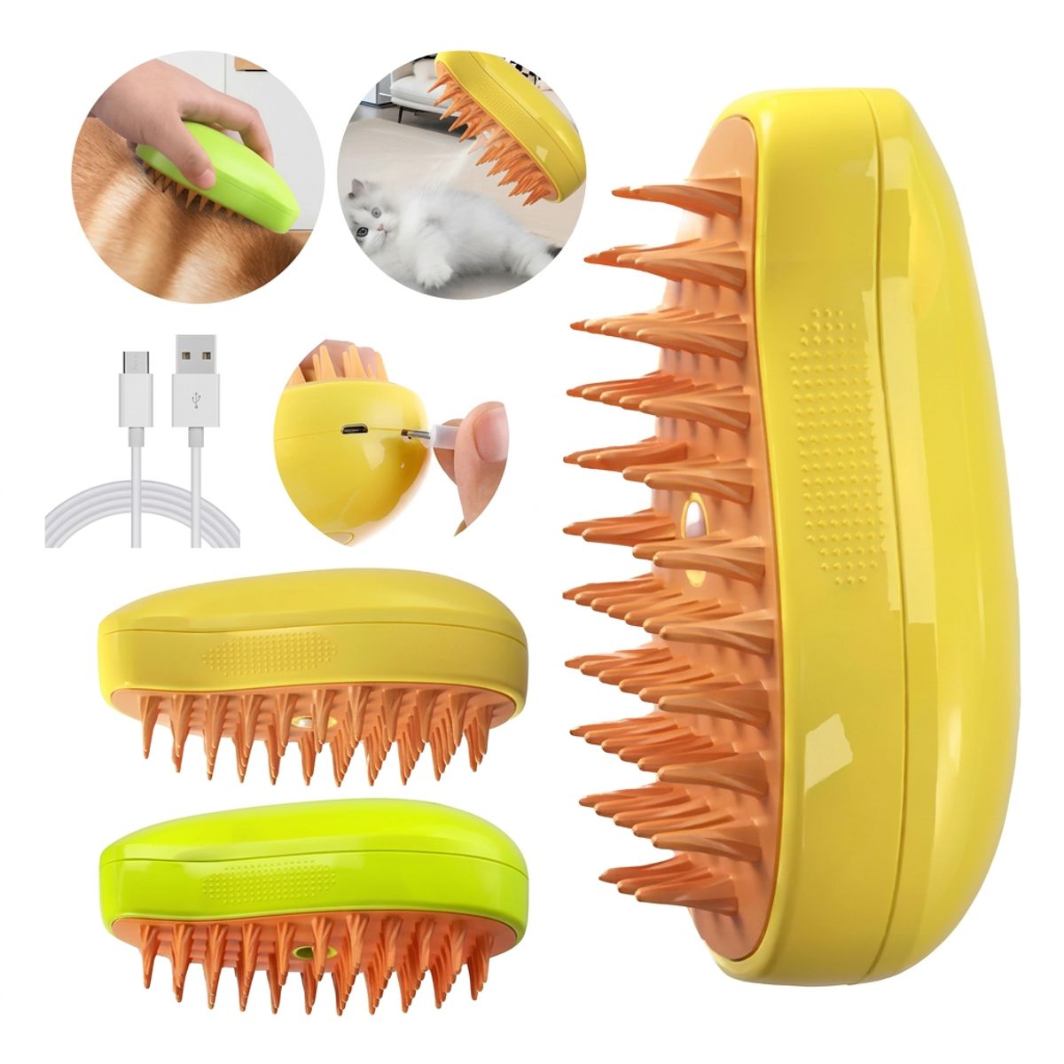 GENERICO - Cepillo de vapor 3 en 1 para mascotas