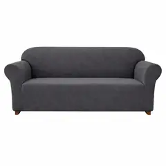 GENERICO - Funda Protectora Cuadrille Cubre Sofá 2 Cuerpos GRIS OSCURO
