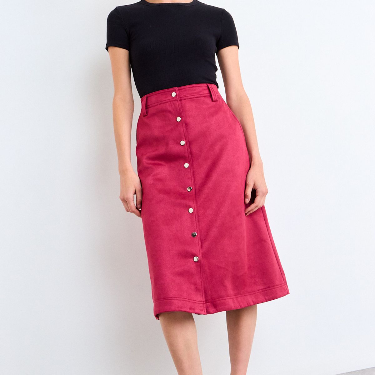 IO - Falda Lisa Larga Mujer Burdeos Io