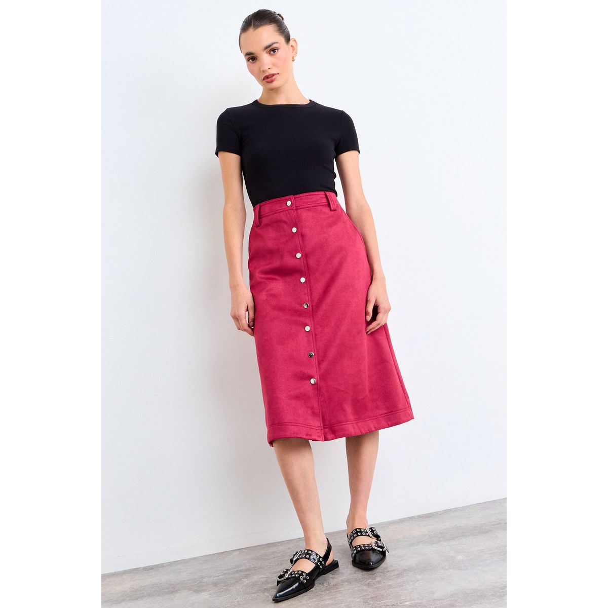 IO - Falda Lisa Larga Mujer Burdeos Io