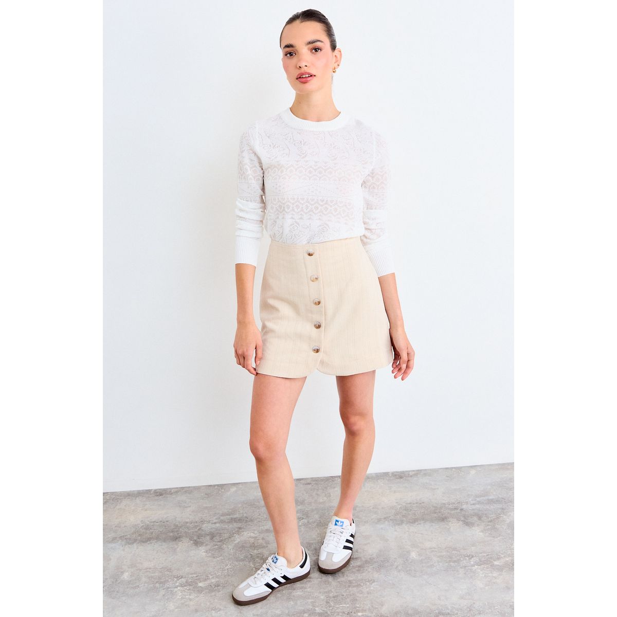 IO - Falda Lisa Mujer Beige Io