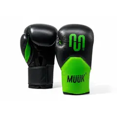 MUUK - GUANTE DE BOX CUERO ELIMINATOR NEGRO/VERDE 10 OZ