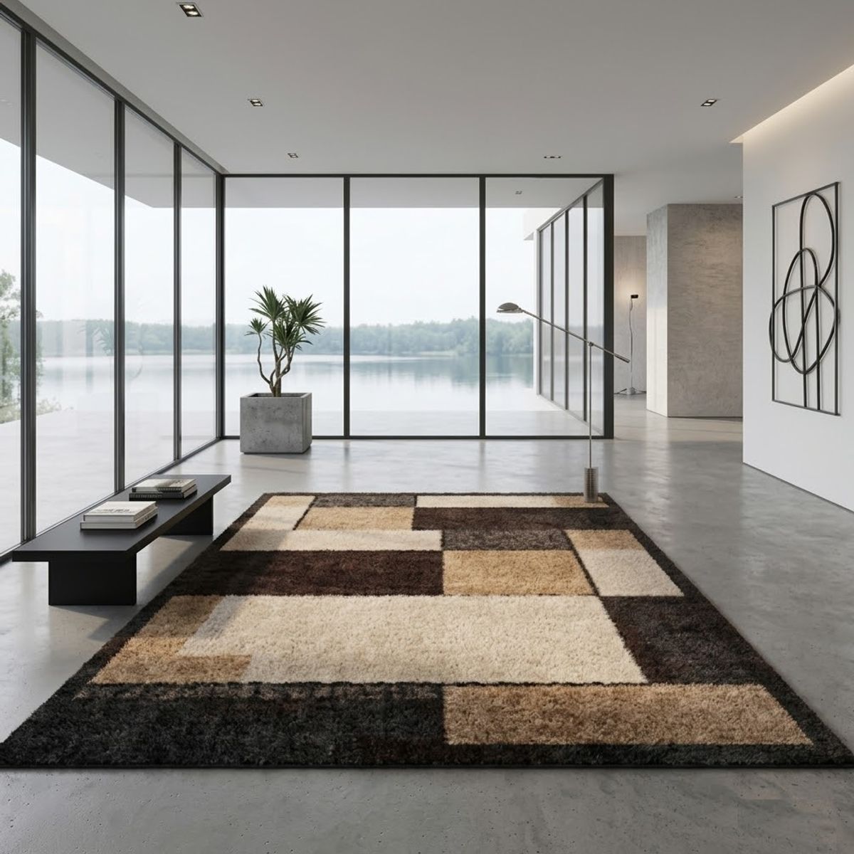 GENERICO - ALFOMBRA 200X240 CUADRO MARRON 5D MODERNOS ELAGANTE DECORATIVA MP