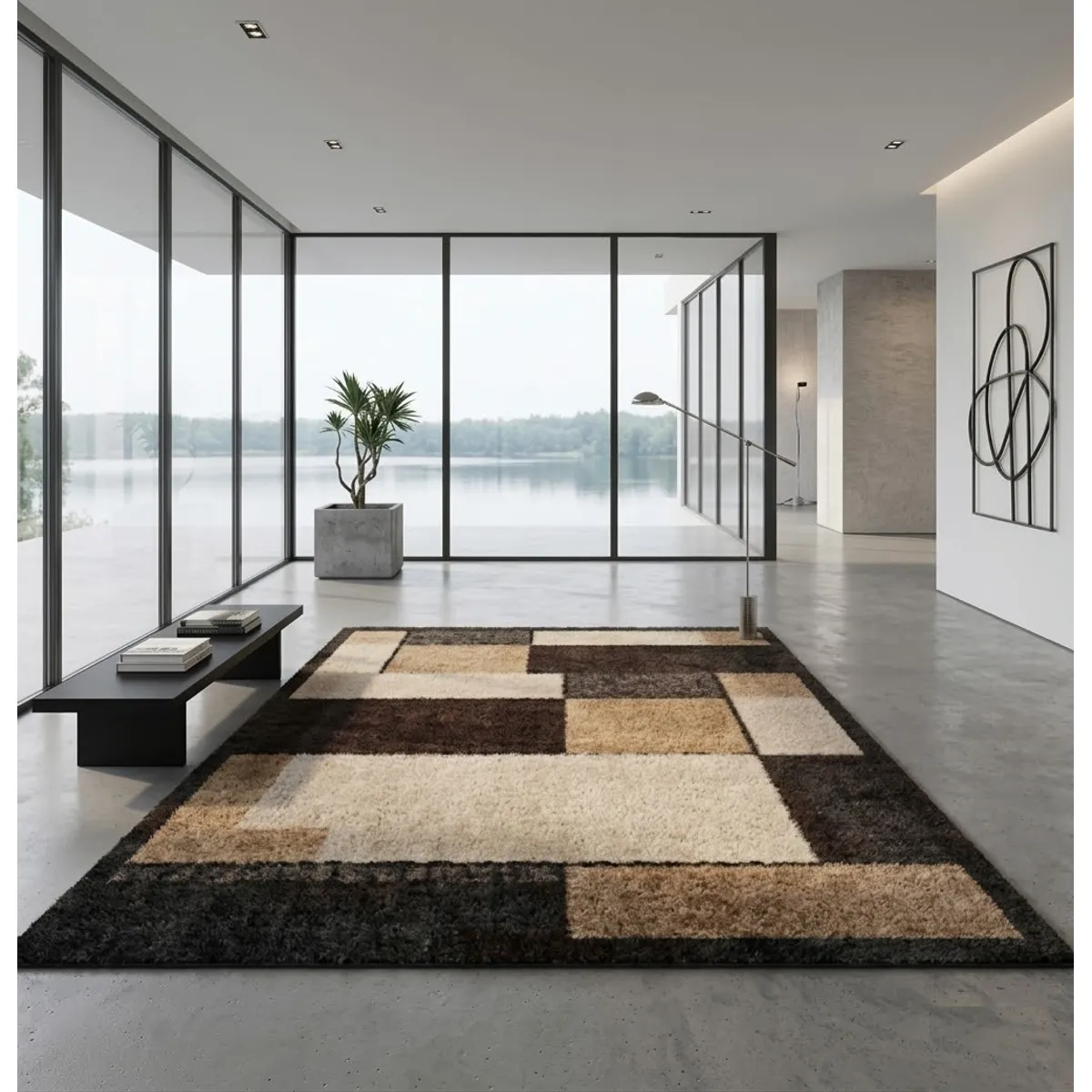 GENERICO - ALFOMBRA 200X240 CUADRO MARRON 5D MODERNOS ELAGANTE DECORATIVA MP
