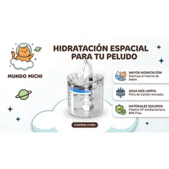 GENERICO - Fuente de Agua Bebedero para Mascotas Transparente 1.6 Litros - Mundo Michi