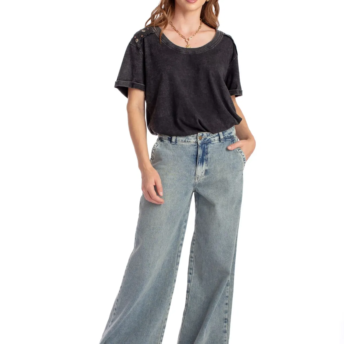EFESIS - Jeans Palazzo Tiro Medio Mujer