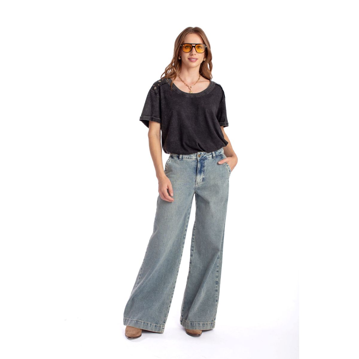 EFESIS - Jeans Palazzo Tiro Medio Mujer