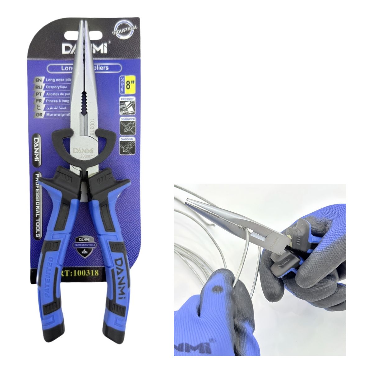 DANMI - Alicate Punta Larga Fina Aislado 8 Pulgadas 210mm Danmi