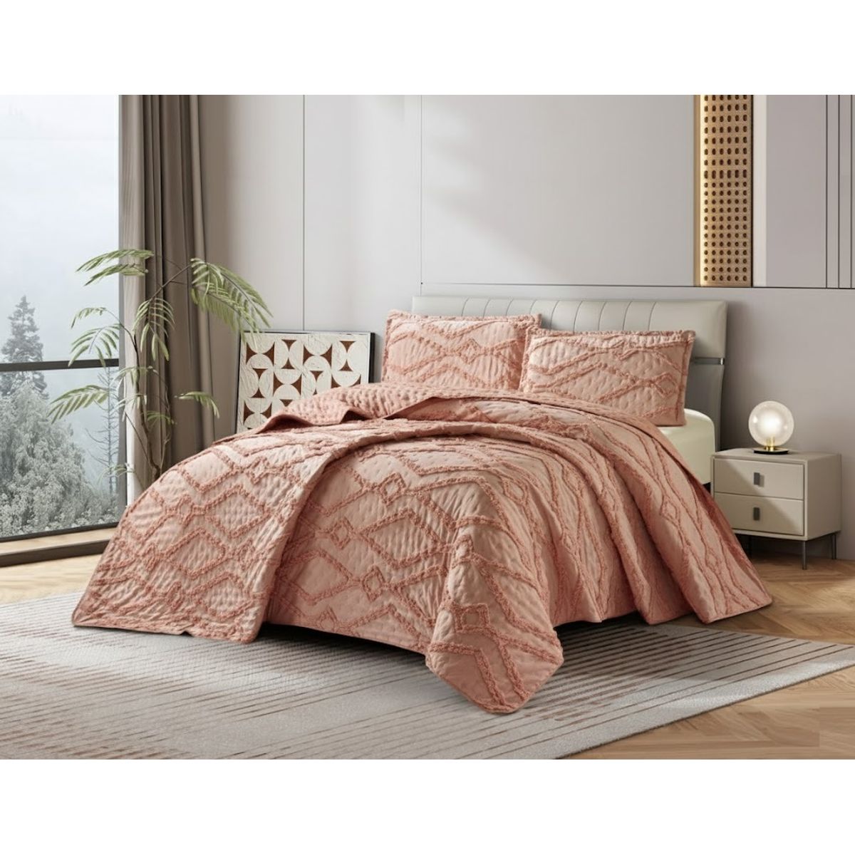 GENERICO - CUBRECAMA QUILT TUFTING 2 PLAZA UNICOLOR SERIE 2 MODERNO ELEGANTE DECORATIVO TFI