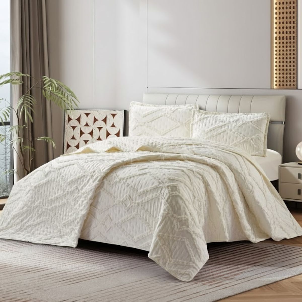 GENERICO - CUBRECAMA QUILT TUFTING 1.5 PLAZA UNICOLOR SERIE 2 MODERNO ELEGANTE DECORATIVO TFI