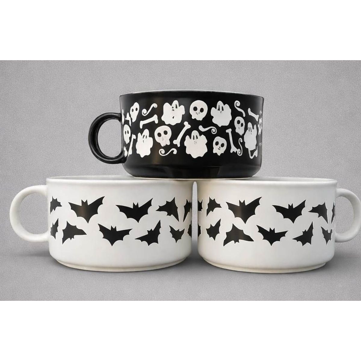 GENERICO - TRIO DE POCILLOS DISEÑO MURCIELAGOS