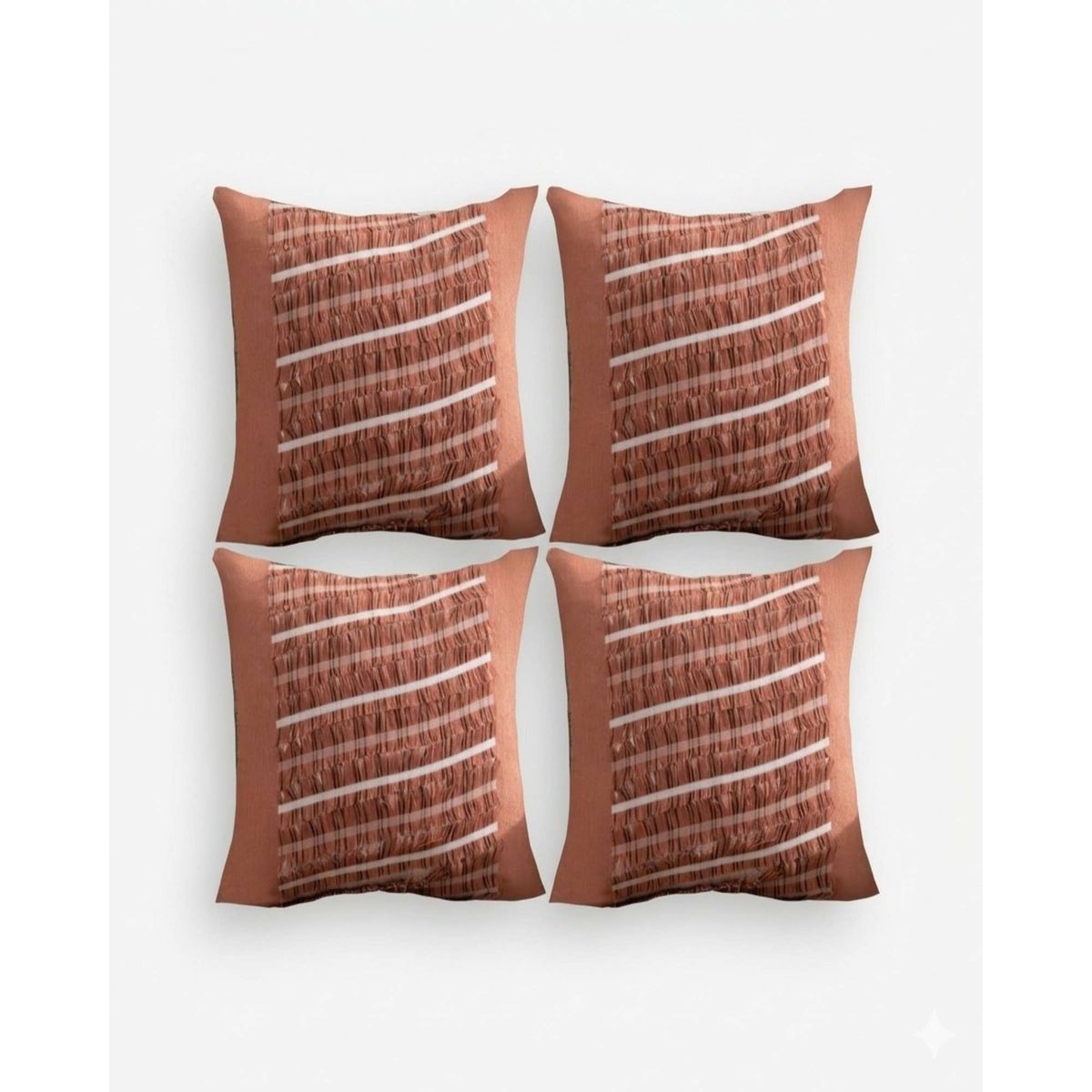 GENERICO - SET DE 4 FUNDAS DE COJIN CHENILLE CON FLECOS TERRACOTA