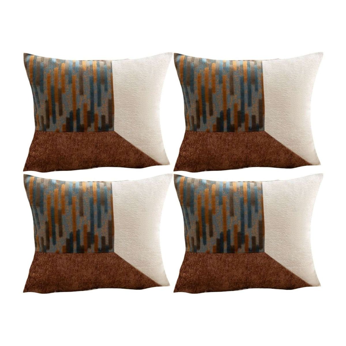 GENERICO - SET DE 4 FUNDAS DE COJIN CHENILLE DE EMPALME MULTICOLOR 3