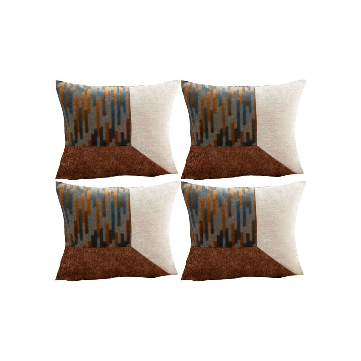 GENERICO - SET DE 4 FUNDAS DE COJIN CHENILLE DE EMPALME MULTICOLOR 3