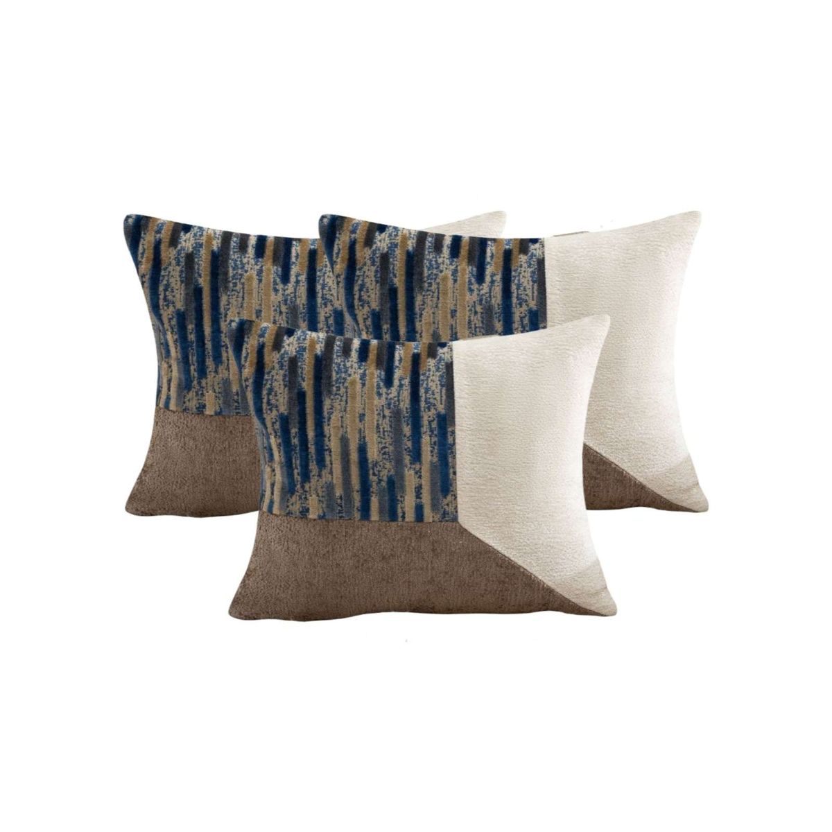 GENERICO - PACK DE 3 FUNDAS DE COJIN CHENILLE DE EMPALME MULTICOLOR 5