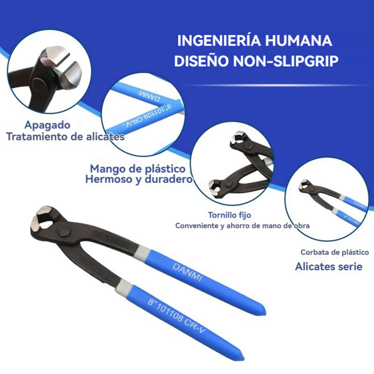 DANMI - Alicate 8 Pulgadas para Cables Mango Antideslizante