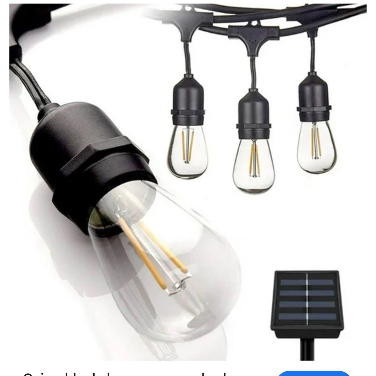 GENERICO - Guirnalda De Luces Solar LED 10 Ampolletas Cálida 10mts