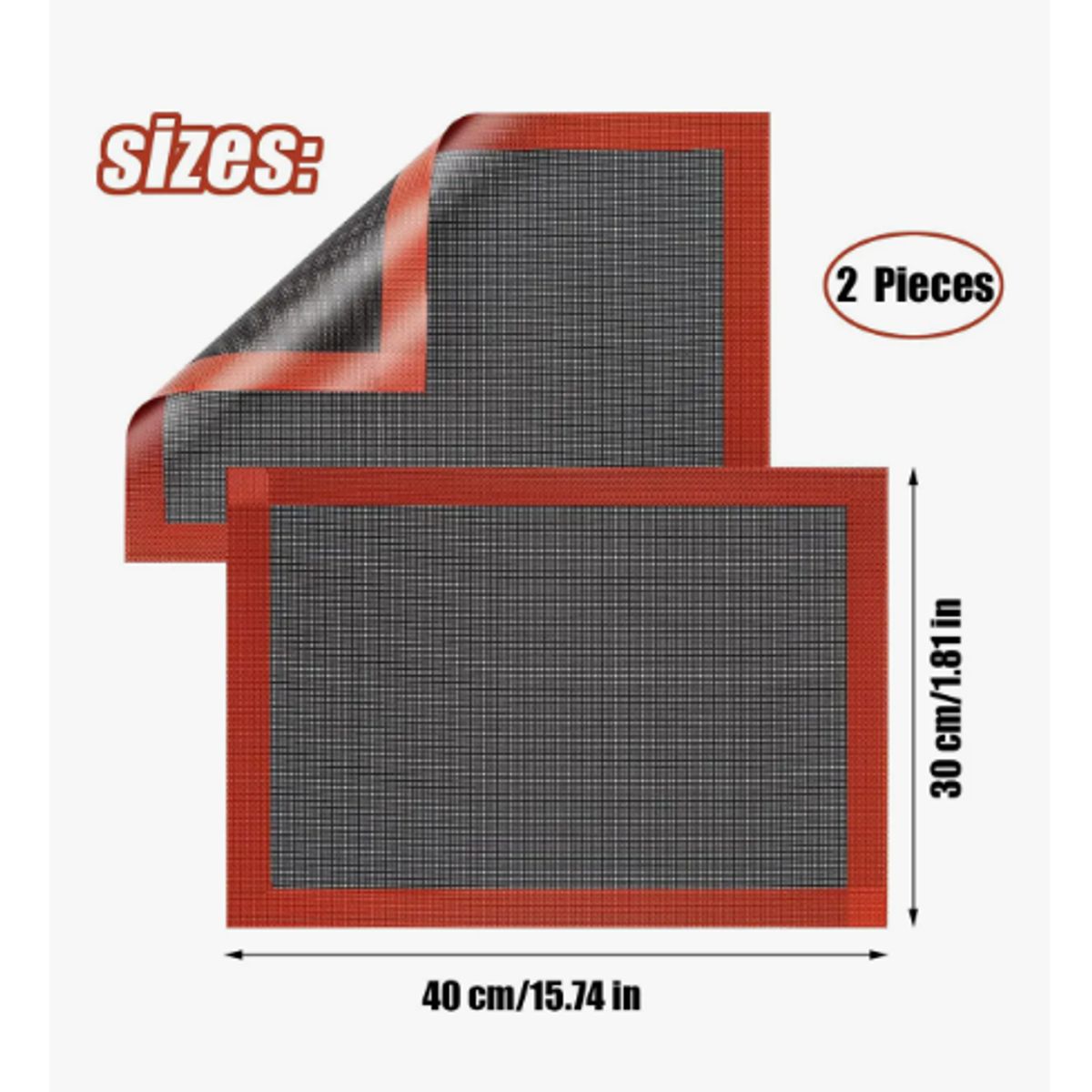 GENERICO - Pack 2 Lamina De Silicona Tapete Horno Tapete Para Hornear Negro-rojo